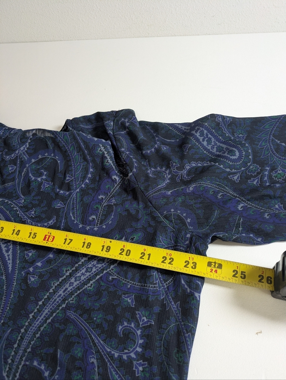 Chaps Women's Sheer Blouse Flare Sleeves Paisley Print Women's Blue Size XXL New - Picture 12 of 12